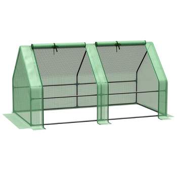 Outsunny Mini Greenhouse Portable Hot House with Large Zipper Doors & Water/UV PE Cover for Outdoor and Garden