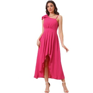 Allegra K Women's Summer Irregular Hem Sleeveless Spaghetti Strap Pleated Flowy Dress - 1 of 4