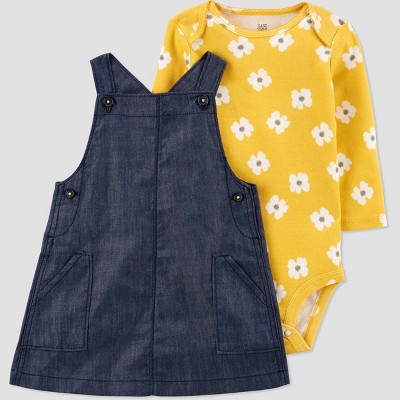 Image of Baby Girls' Chambray Top & Bottom Set - Just One You® made by carter's Gold Newborn