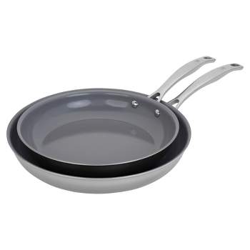 MINLUFUL Deep Frying Pan with Lid - 11 inch Nonstick Saute Pan Skillet with Classic Ceramic Coated and Wooden Handle, Black