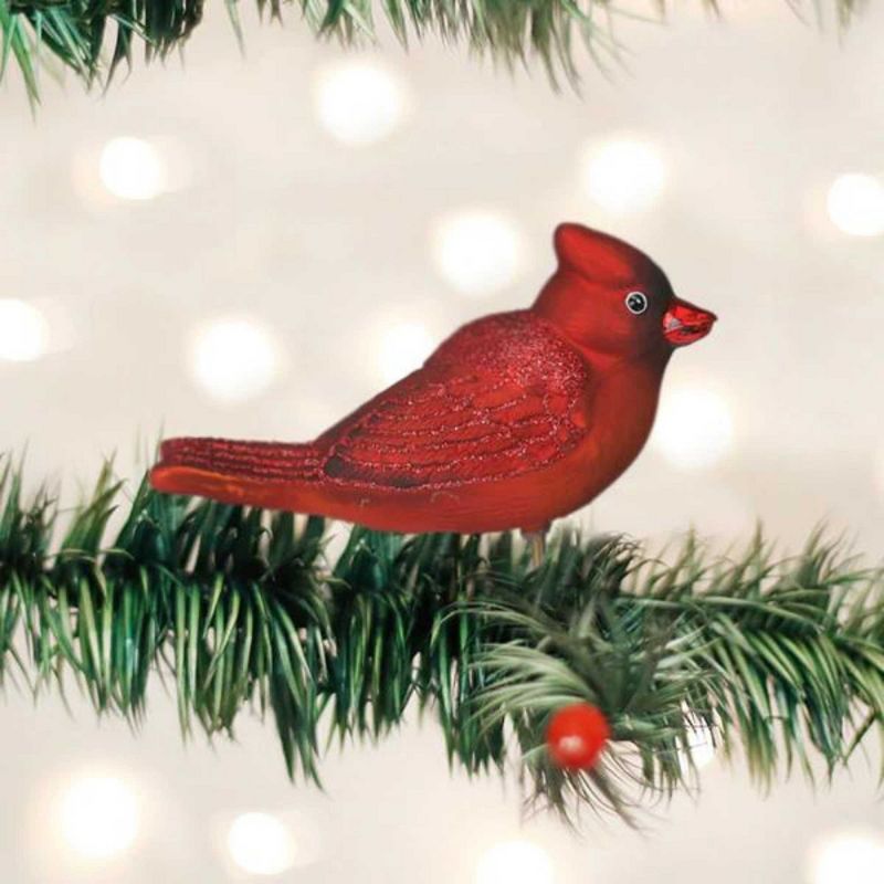 Old World Christmas 2.0 Inch Bright Red Cardinal Ornament Bird Clip-On Tree Ornaments, 2 of 4