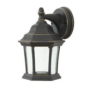 LuxenHome Black with Gold Metal Outdoor Wall Light - 1 of 4