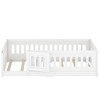 CAVINAS Twin/Full Size White Bed Frame with Heightened Guardrails,Solid Wood Floor Bed for Kids Room,Bedroom - 4 of 4