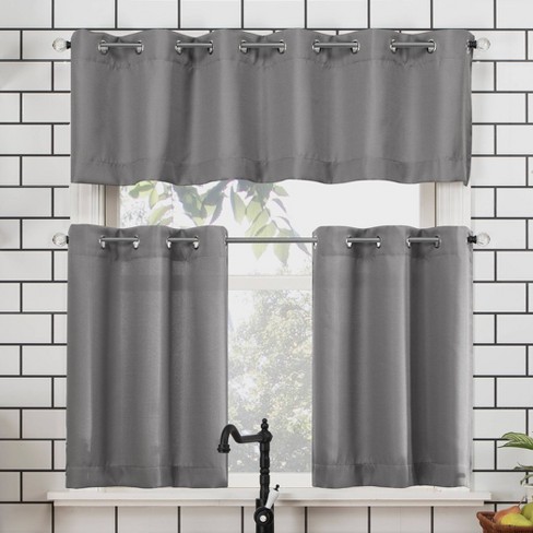 striped valance and swag curtains