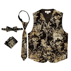 Gioberti Boy's 4pc Paisley Vest Set - 1 of 4