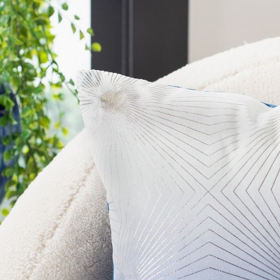 Navy and Grey Embroidered Square Pillow 19"