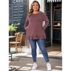 Women's Plus Size Ruffled Hem Crew Neck Long Sleeve Flowy Casual Tunic Tops with Pockets - Agnes Orinda - 3 of 4