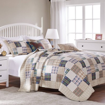 Full Red Cotton Reversible Quilt and Sham Set