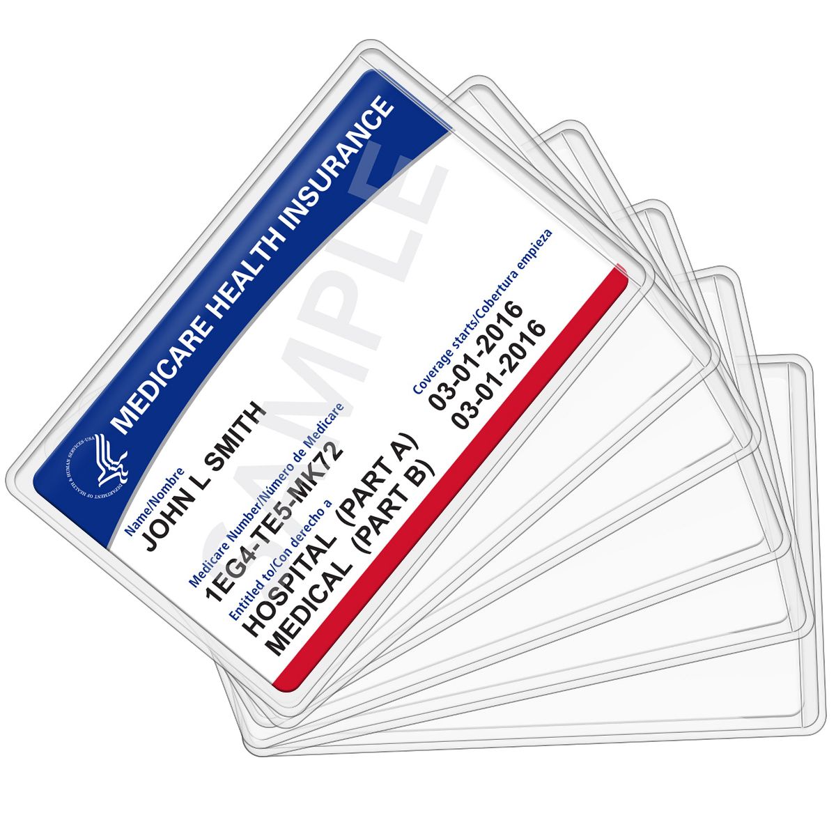 LotFancy 16 Packs Medicare Card Holders Protector Sleeves for Credit Card, Social Security Card, Clear