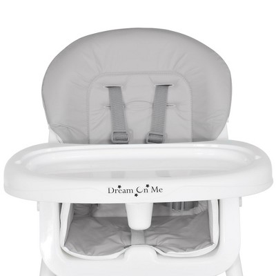 Gray and White Portable Convertible High Chair with Adjustable Tray