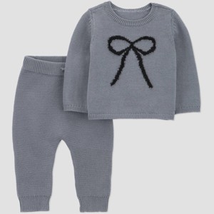 Carter's Just One You® Baby Girls' 2pc Bow Sweater Set - Gray - 1 of 4