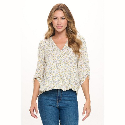 WEST K Women's Alexa Surplice V-Neck Rolltab Blouse