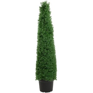 Northlight 4' Artificial Boxwood Cone Topiary Tree with Pot, Unlit - 1 of 4