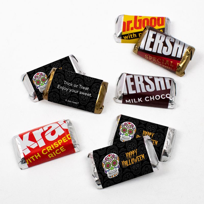 Halloween Candy Party Favors Hershey's Miniatures Chocolate by Just Candy - Sugar Skulls, 1 of 5