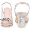 Perphy Women's Clear Slingback Rhinestone Peep Toe Block Sandal Heels - 3 of 4
