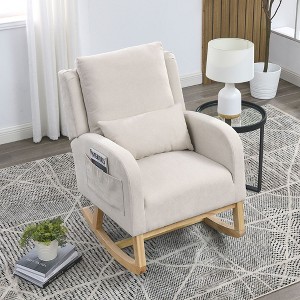 Rocking Chair Nursery, Upholstered Accent Rocker Glider Chair for Nursery, Rocker Chair with Armchair for Living Room, Bedroom and Playroom - 1 of 4