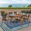 Christopher Knight Home Arletta Outdoor Mesh and Acacia Wood 7 Piece Dining Set - 2 of 4