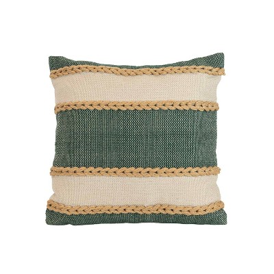 20x20 Outdoor Indoor Wide Stripe Filled Throw Pillow Green Polyester by Foreside Home & Garden