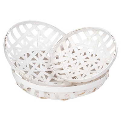 Northlight Set of 3 Snow White Lattice Tobacco Table Top Baskets