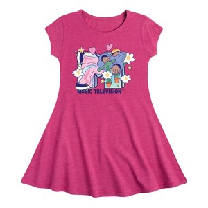 Girls' - MTV - Funky Flower Dude Fit & Flair Cap Sleeve Dress - 1 of 1