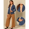 INSPIRE CHIC Women's Lapel Collar Long Sleeve Faux Suede Work Office Blazer - 2 of 4