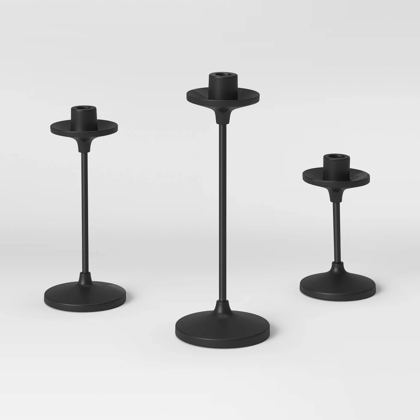 11"x4" Set of 3 Tapers Metal Candle Holder Black - Threshold™ - image 1 of 12