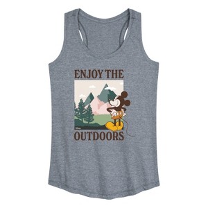 Women's - Disney - Enjoy The Outdoors Mickey Graphic Racerback Tank - 1 of 4
