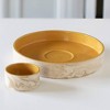 Gulches Decorative Bowls: Handcrafted Ceramic Chip-N-Dip Set - Amber Love - 2 of 4