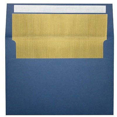 LUX A7 Foil Lined Invitation Envelopes 5 1/4 x 7 1/4  Navy w/Gold Lining FLNV4880-04-50