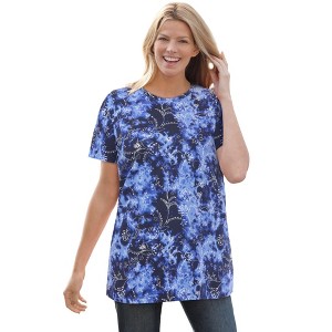 Woman Within Perfect Printed Short-Sleeve Crewneck Tee - 1 of 4