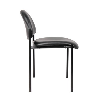 Black Armless Caressoft Vinyl Stacking Chair with Metal Frame
