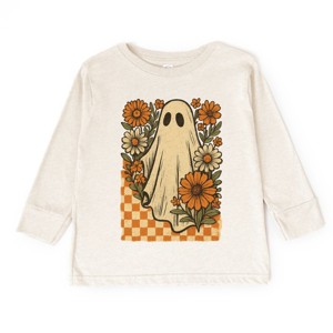 Checkered Ghost Floral Vintage - Youth Long Sleeve Graphic T-Shirt and Toddler Long Sleeve Graphic Tee - 1 of 3
