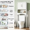 Over The Toilet Storage Cabinet, Freestanding Double Door Bathroom Storage Organizer with Anti-Tip Device White - 3 of 4