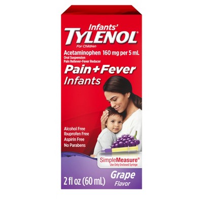 Infants' Tylenol Pain Reliever and Fever Reducer Liquid Drops - Acetaminophen - Grape - 2 fl oz