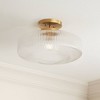 Possini Euro Design Brianna 16" Modern Semi Flush-Mount Ceiling Light Fixture Kitchen Foyer Hallway Round Warm Brass Finish Ribbed Glass Bedroom - 2 of 4