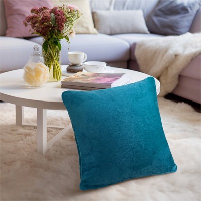 Teal Velvet Flannel Euro Square Pillow Covers Set