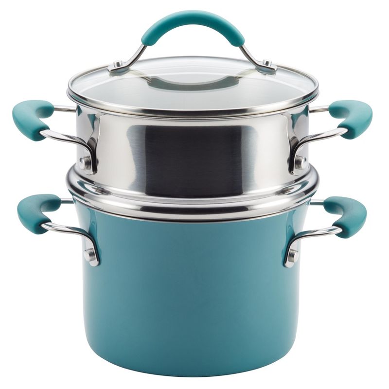 Rachael Ray 3 Quart Covered Multi-Pot Set with Steamer - Agave Blue, 1 of 8