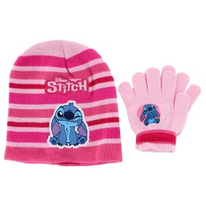 Textiel Trade Girl's One Size Fits Most Disney Stitch Winter Beanie and Gloves Set - 1 of 3
