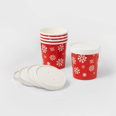 5ct Snowflake Cup with Lid Takeout Container Red - Wondershop™