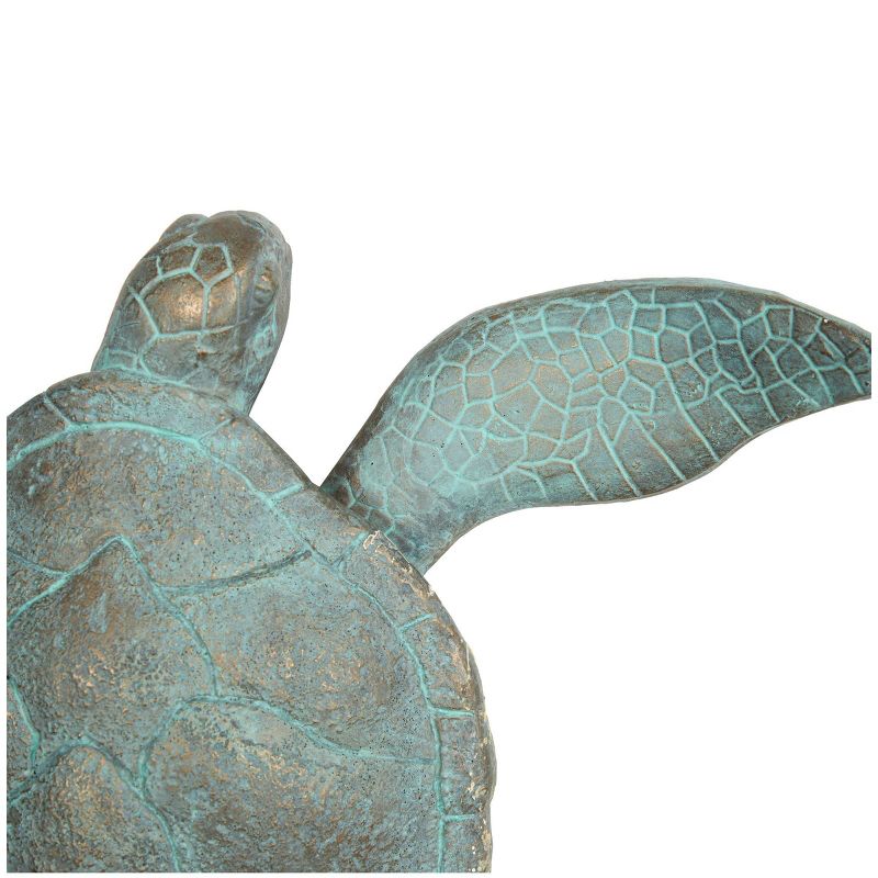 Olivia &#38; May 13&#34;x19&#34; Polystone Turtle Distressed Patina Wall Decor with Gold Foil Accents Blue, 5 of 10