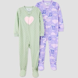 Carter's Just One You® Toddler Girls' 2pk Cotton Long Sleeve Footed Pajama - 1 of 3