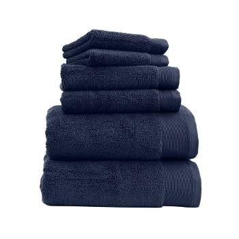 Luxury Bath Towel Set, Softest 100% Cotton by California Design Den - Navy Blue, Six-Pcs Towel Set