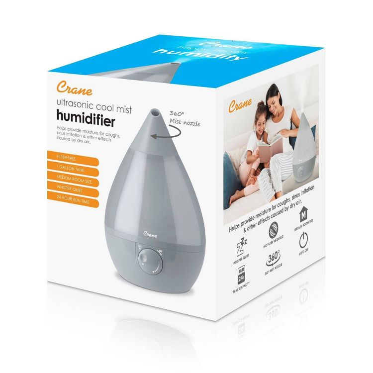 Crane Drop Ultrasonic Cool Mist Humidifier - 1 Gallon, 2 of 9