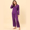 cheibear Women's Satin Button Down Lounge Tops and Pants Sleepwear Pajama Set - 2 of 4