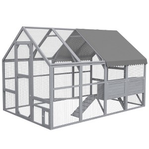 9' x 6' x 6' Large Chicken Coop with Nesting Box, Water-Resistant and Anti-UV Cover for 8-12 Chickens - 1 of 4