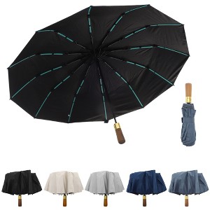 Unique Bargains Automatic Umbrella with Wooden Handle - 1 of 4