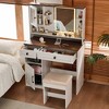 KTMBDW Makeup Vanity Desk with Mirror and Lights, Dressing Table Set with Charging Station and Stool, 2 Drawers, Shelves and Side Cabinet for Bedroom - 4 of 4