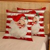 Lomsoe 2pcs Red & White Striped Christmas Pillow Covers Vintage Santa Claus, Holly & Snowflake Cases, Farmhouse Holiday Decor. - 2 of 4