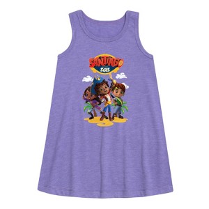 Girls' - Santiago of The Seas - Santiago and Friends Logo Graphic Sleeveless Aline Dress - 1 of 3