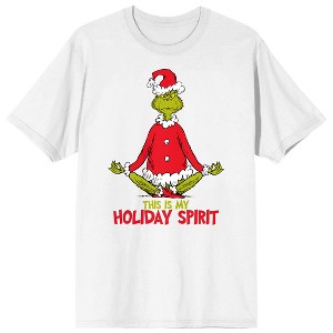 The Grinch This Is My Holiday Spirit Men’s White Short Sleeve Tee - 1 of 4